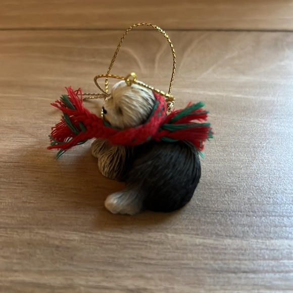Old English Sheepdog Miniature Christmas Ornament Made of Resin with Yarn Scarf - Picture 3 of 5